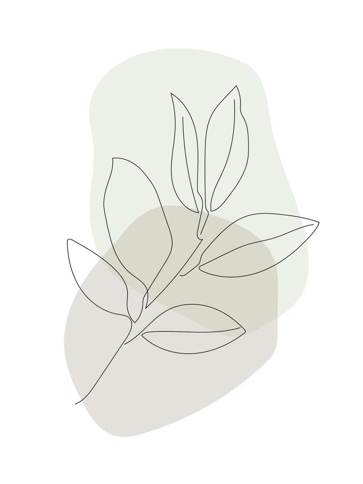 Laurel branch with leaves. Abstract contemporary line art illustration vector