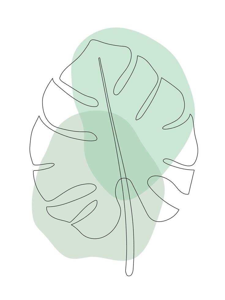 Monstera leaf. Abstract contemporary line art illustration vector