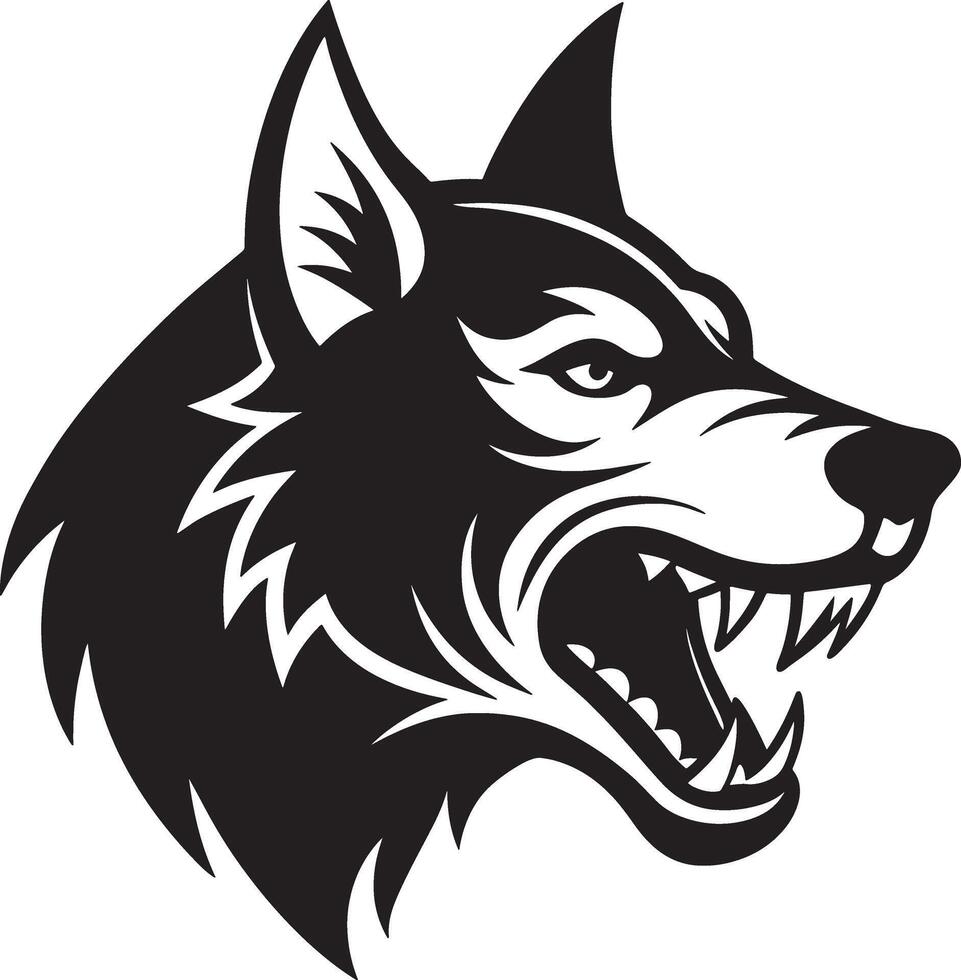 A wolf head with its mouth open vector