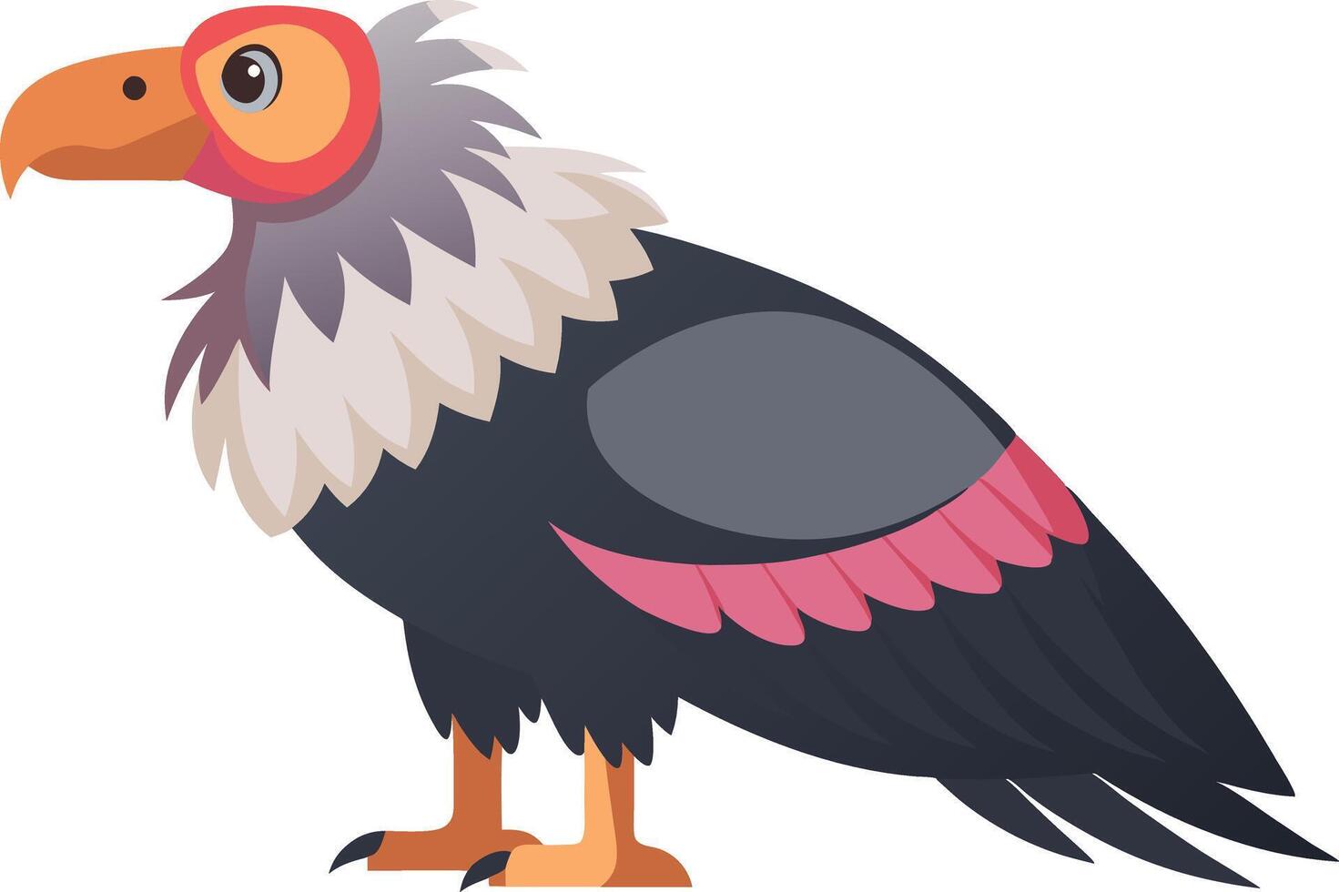 A cartoon vulture with pink and black feathers vector