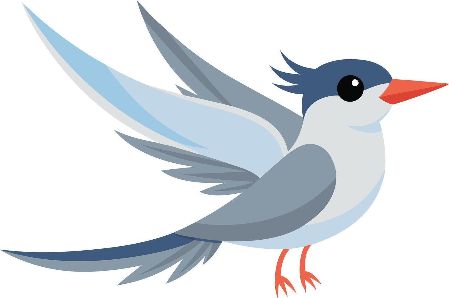 A cartoon bird with blue and gray wings vector