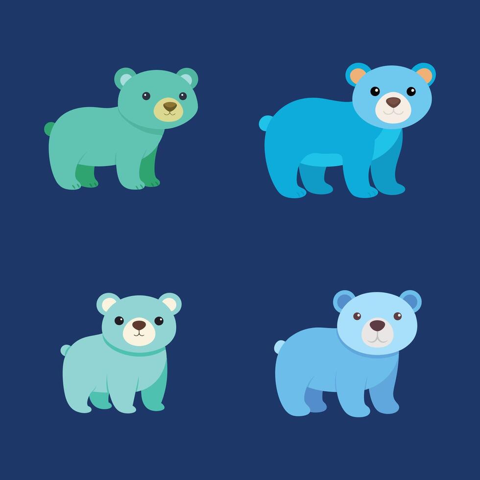 Four different bears on a blue background vector