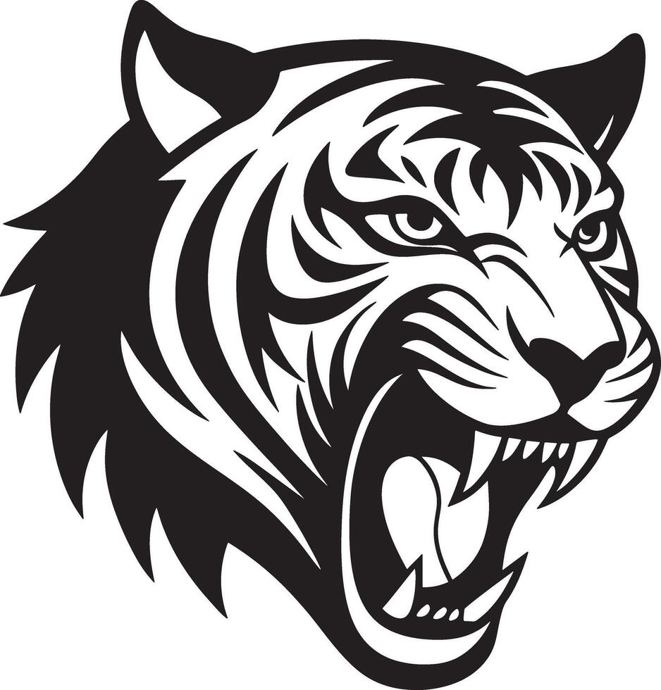 A tiger head with its mouth open vector