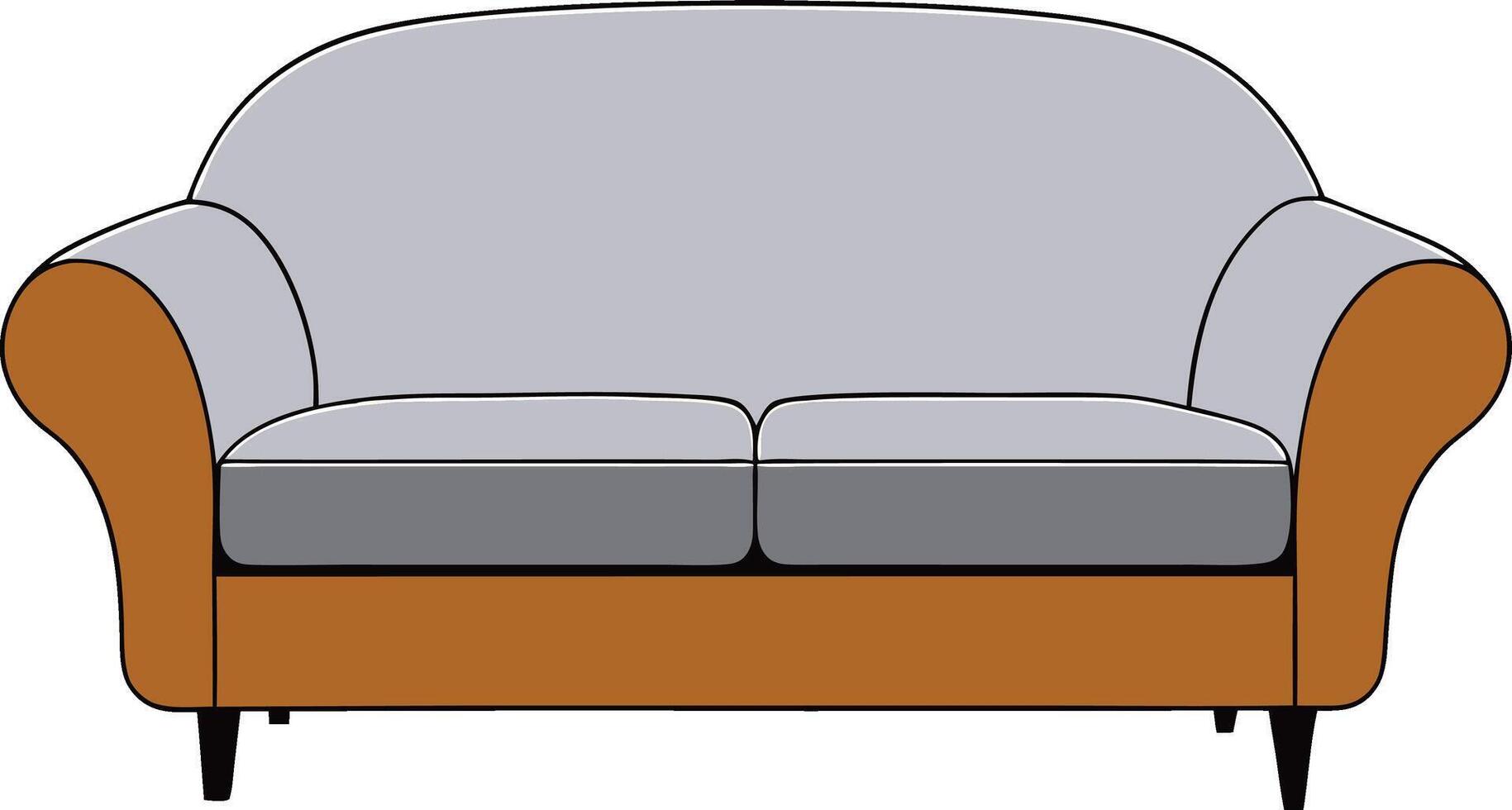An illustration of a couch with a gray and brown seat vector