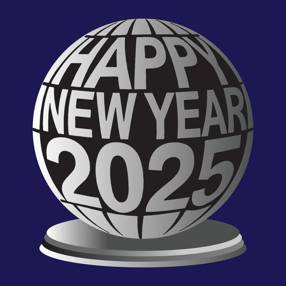 Happy New Year 2025 Globe Graphic vector