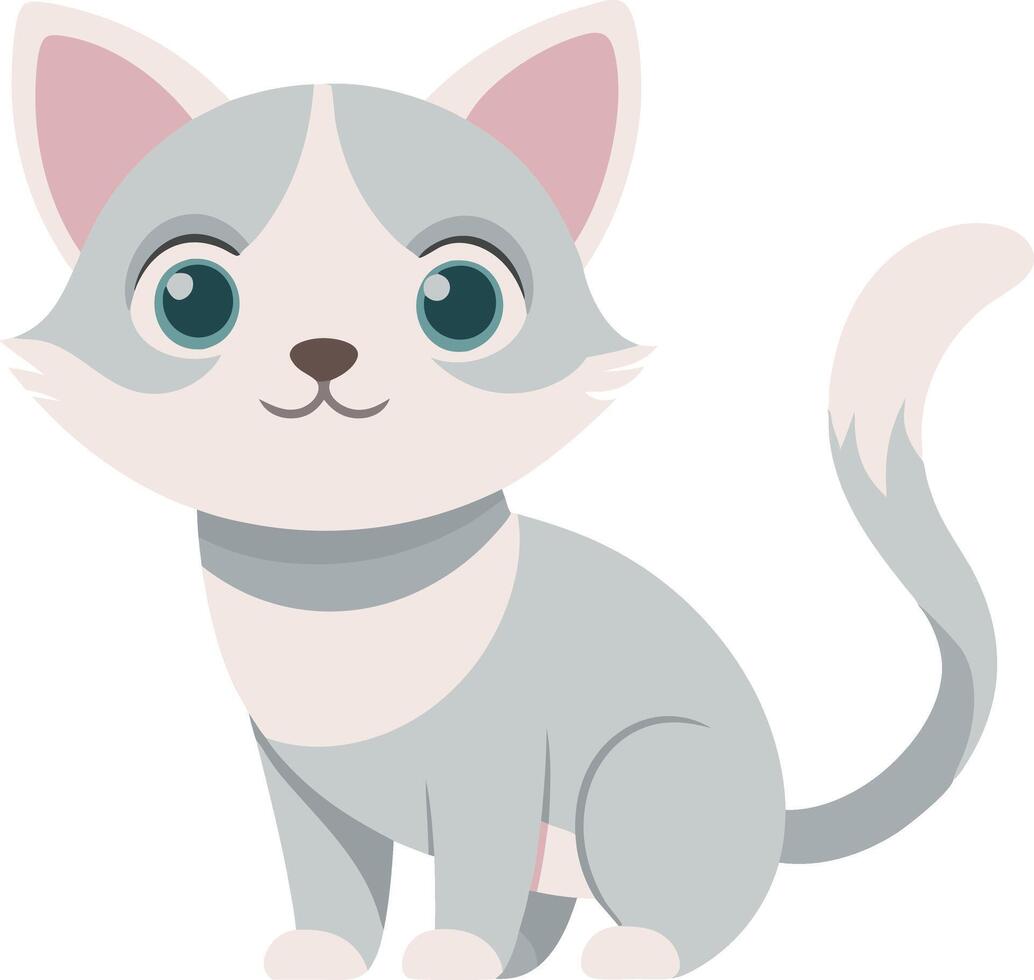 A cartoon gray cat with big eyes vector