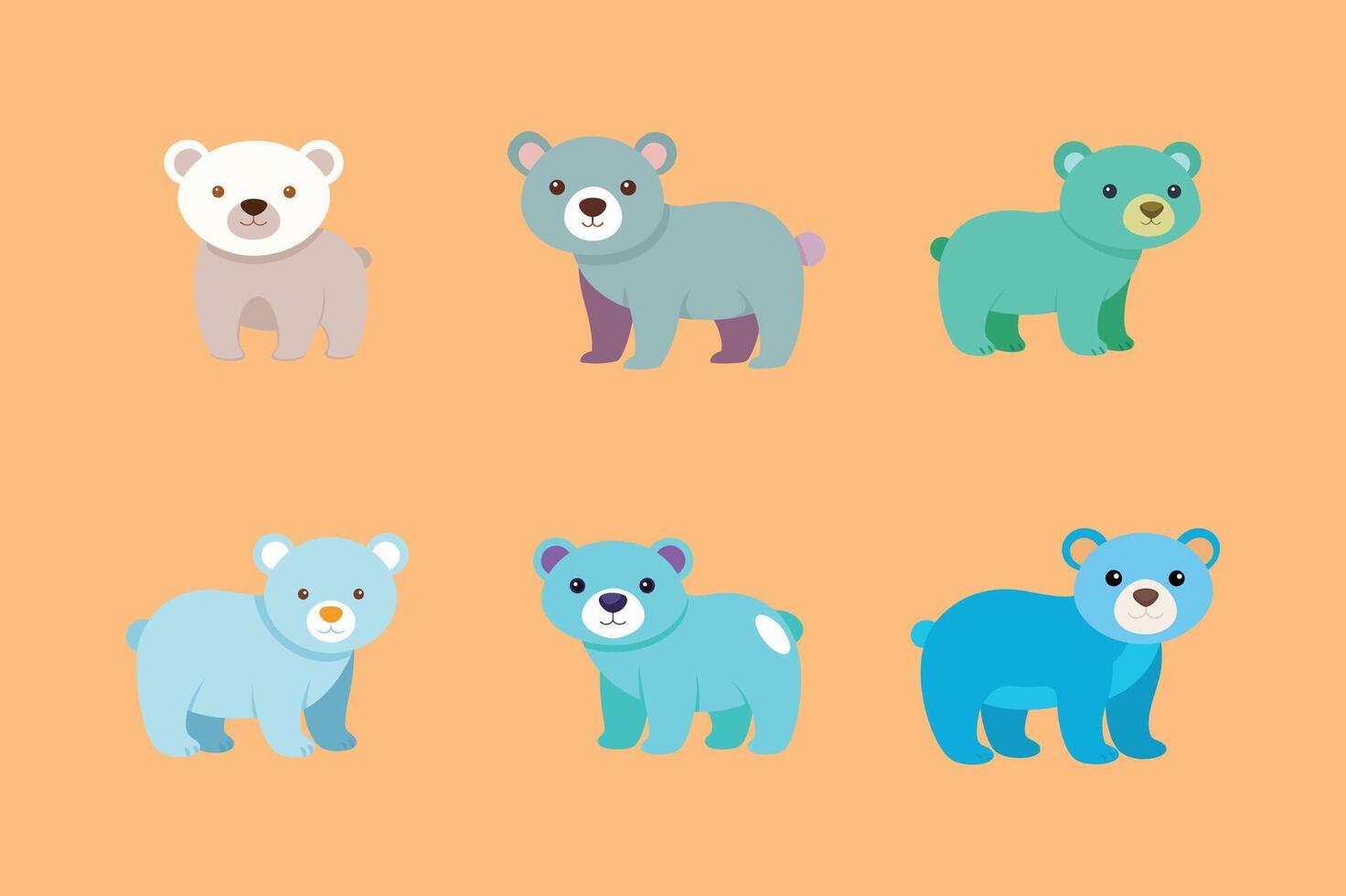 Set of cute bears illustration vector