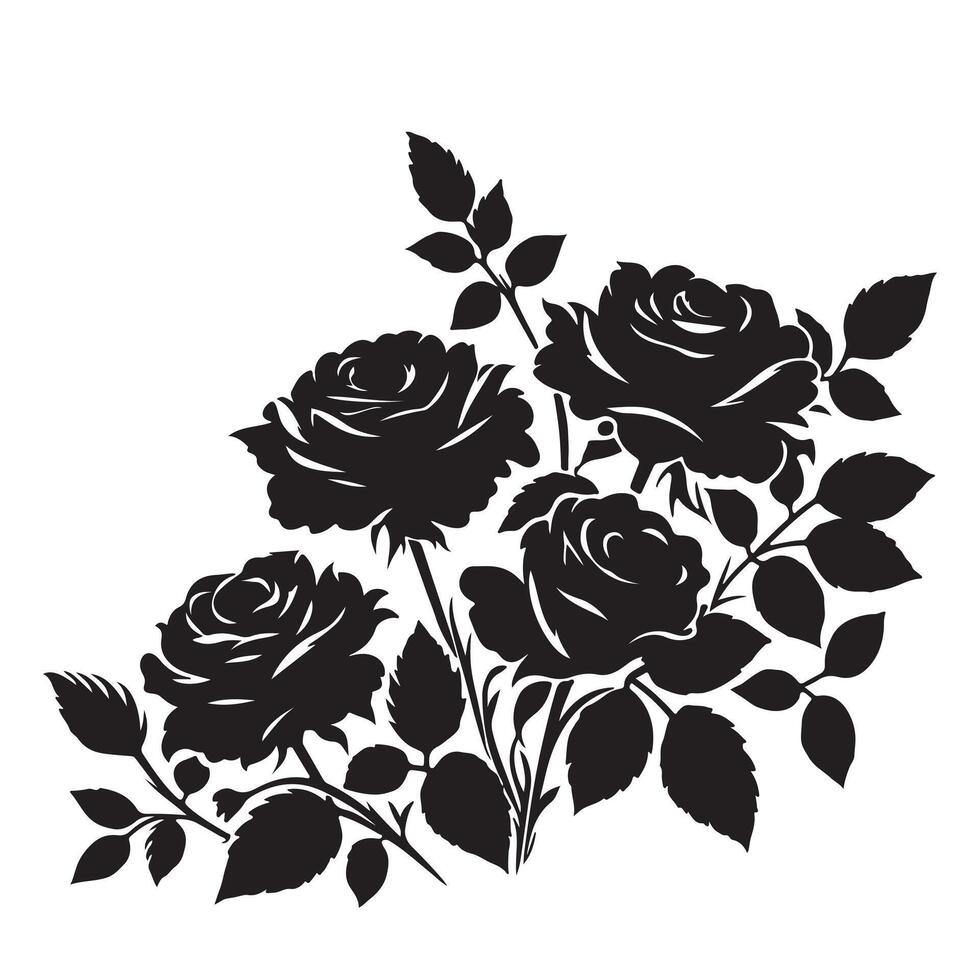 black Roses silhoutte 10 eps vector