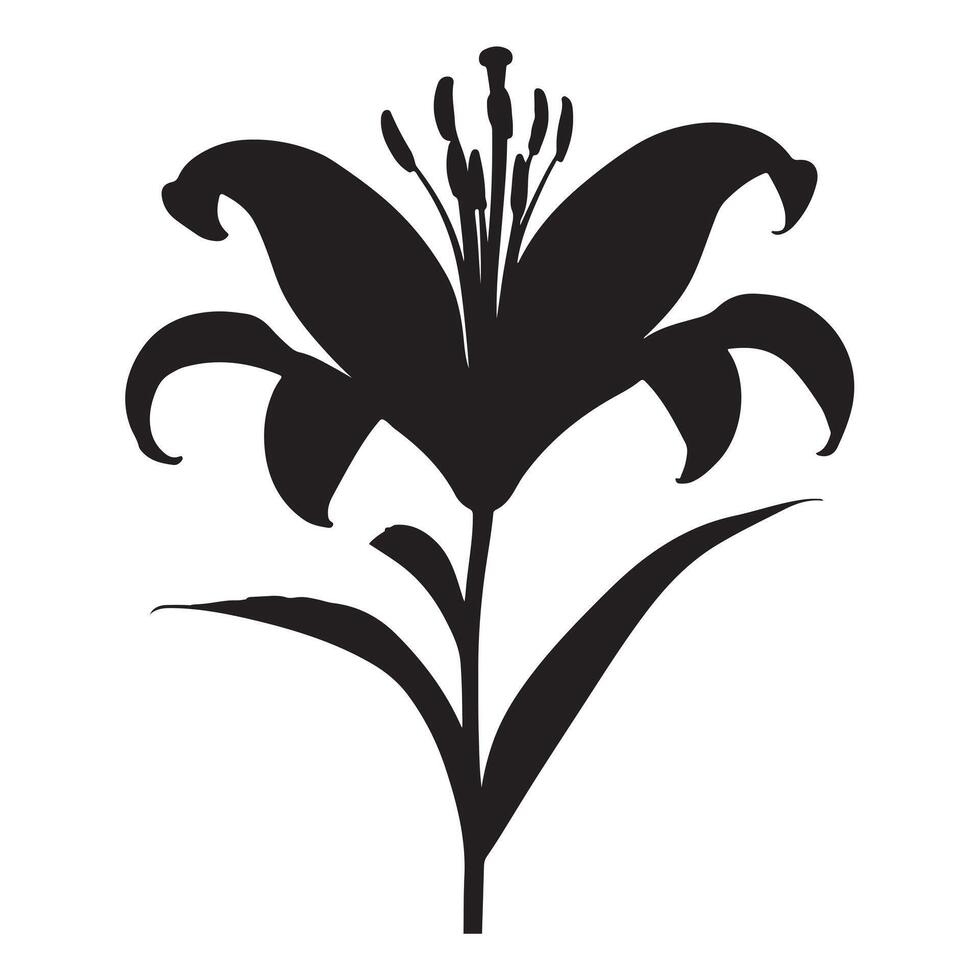 black Lilie flower silhoutte images with white background vector