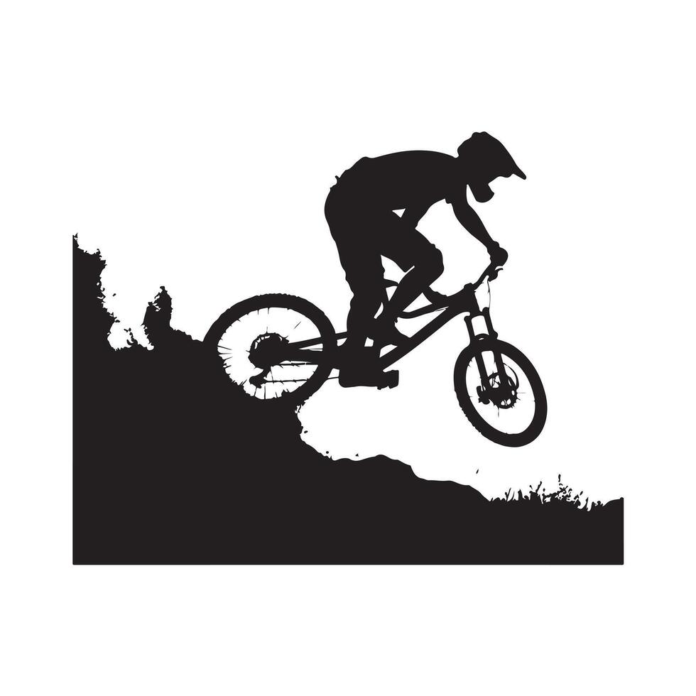 a person is riding a mountain bike with a mountain in the background vector