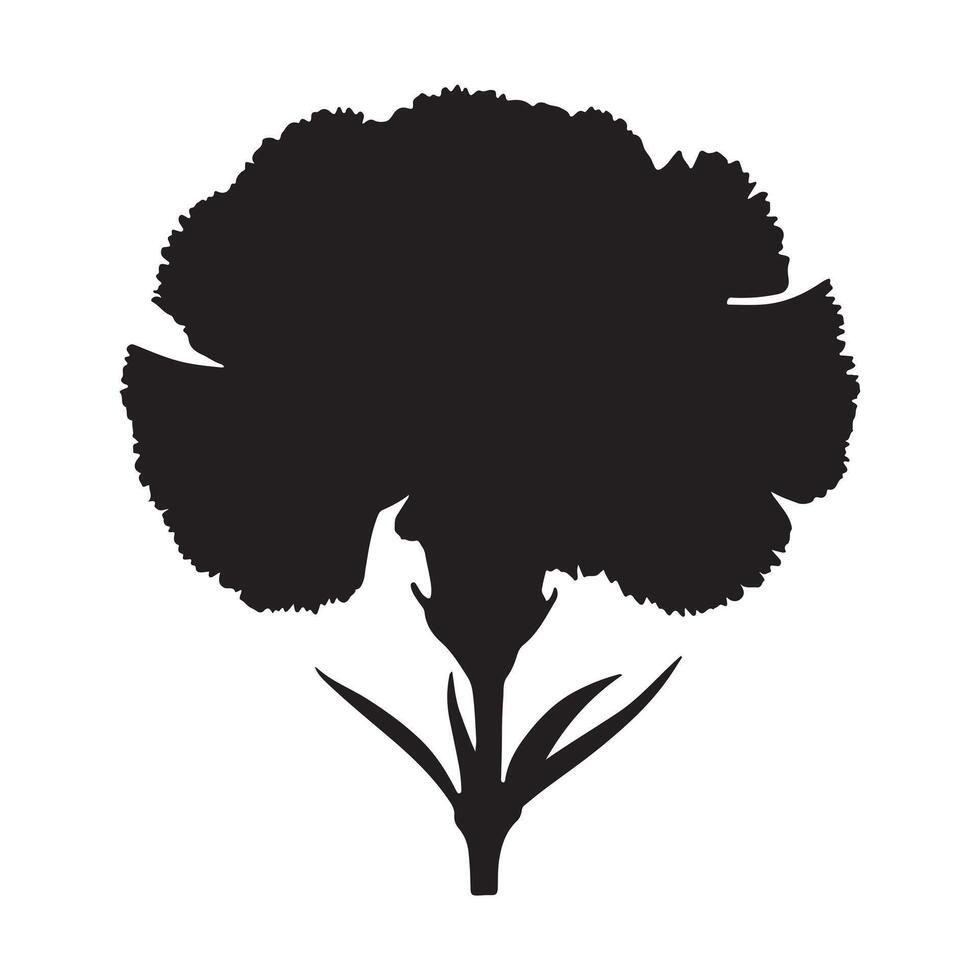 black Carnation flower silhouette with white background vector
