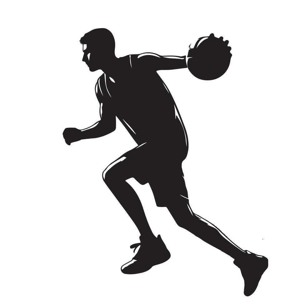 Man basketball player, people playing basketball silhouette on white background vector