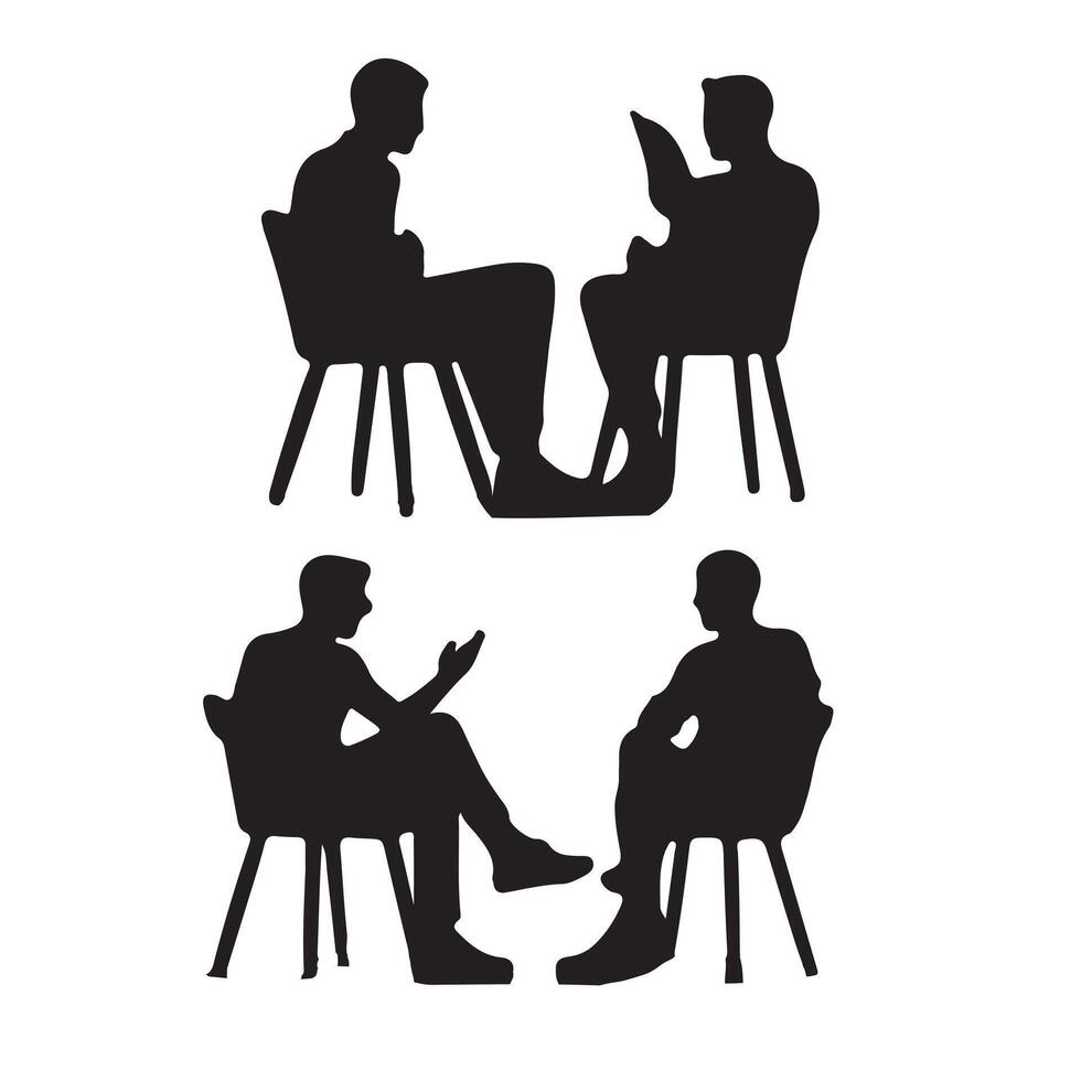 Silhouettes of people in sitting set with white background vector