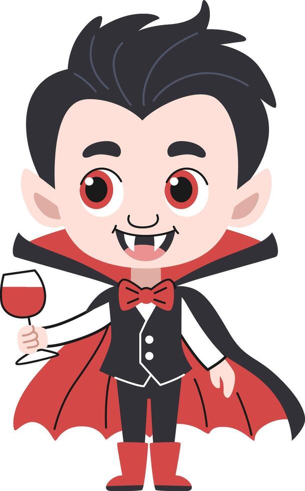 Cute vampire children Halloween character. Cartoon style. vector