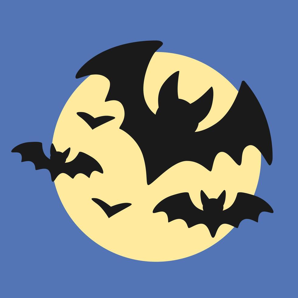 Flock of bats on the background of the moon. Element for Halloween design. vector