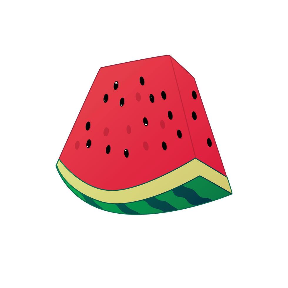 illustration of a piece of red watermelon with seeds isolated. with white background vector