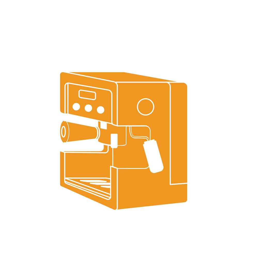 Orange silhouette coffee machine isolated on white background vector
