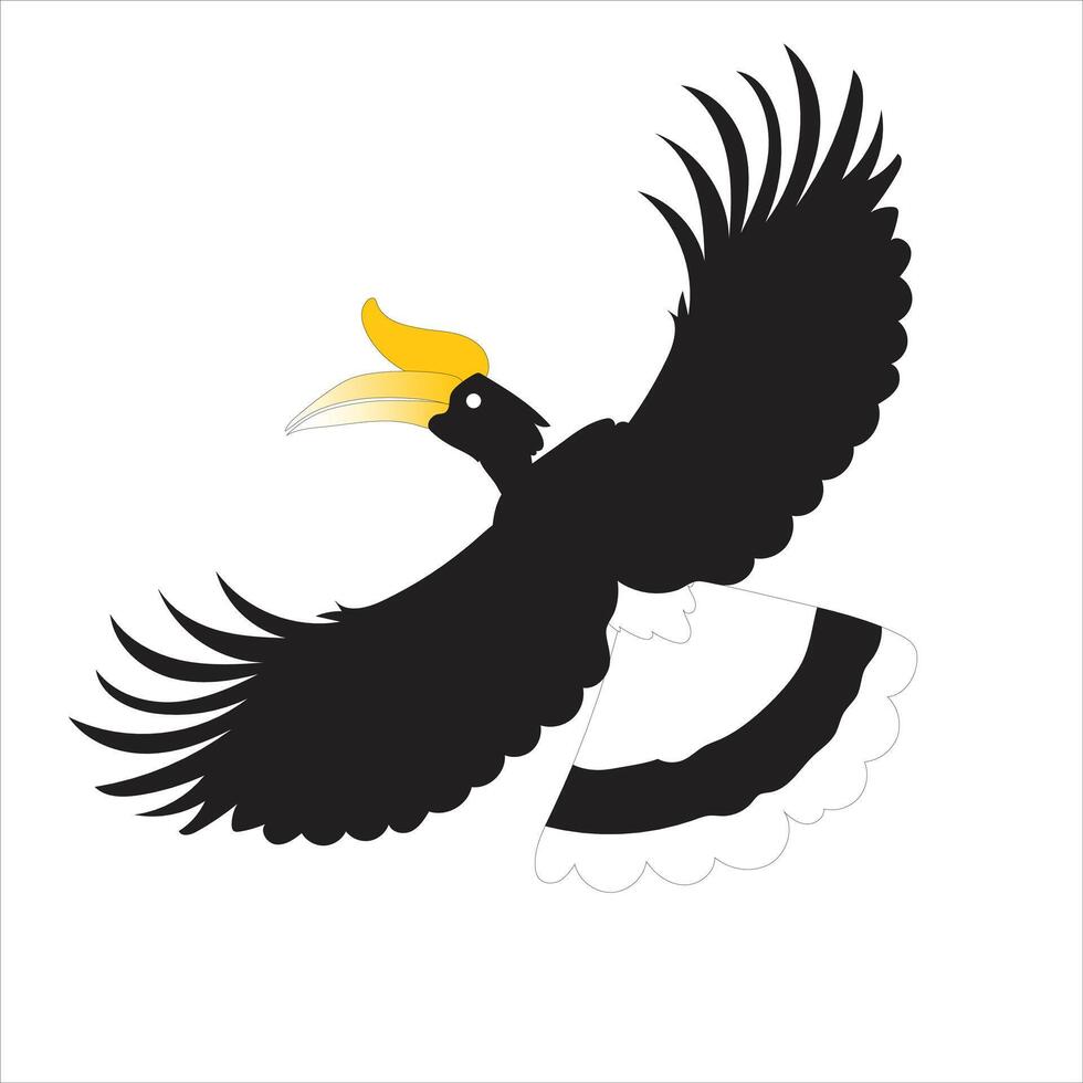 hornbill flying in the sky, with white background vector