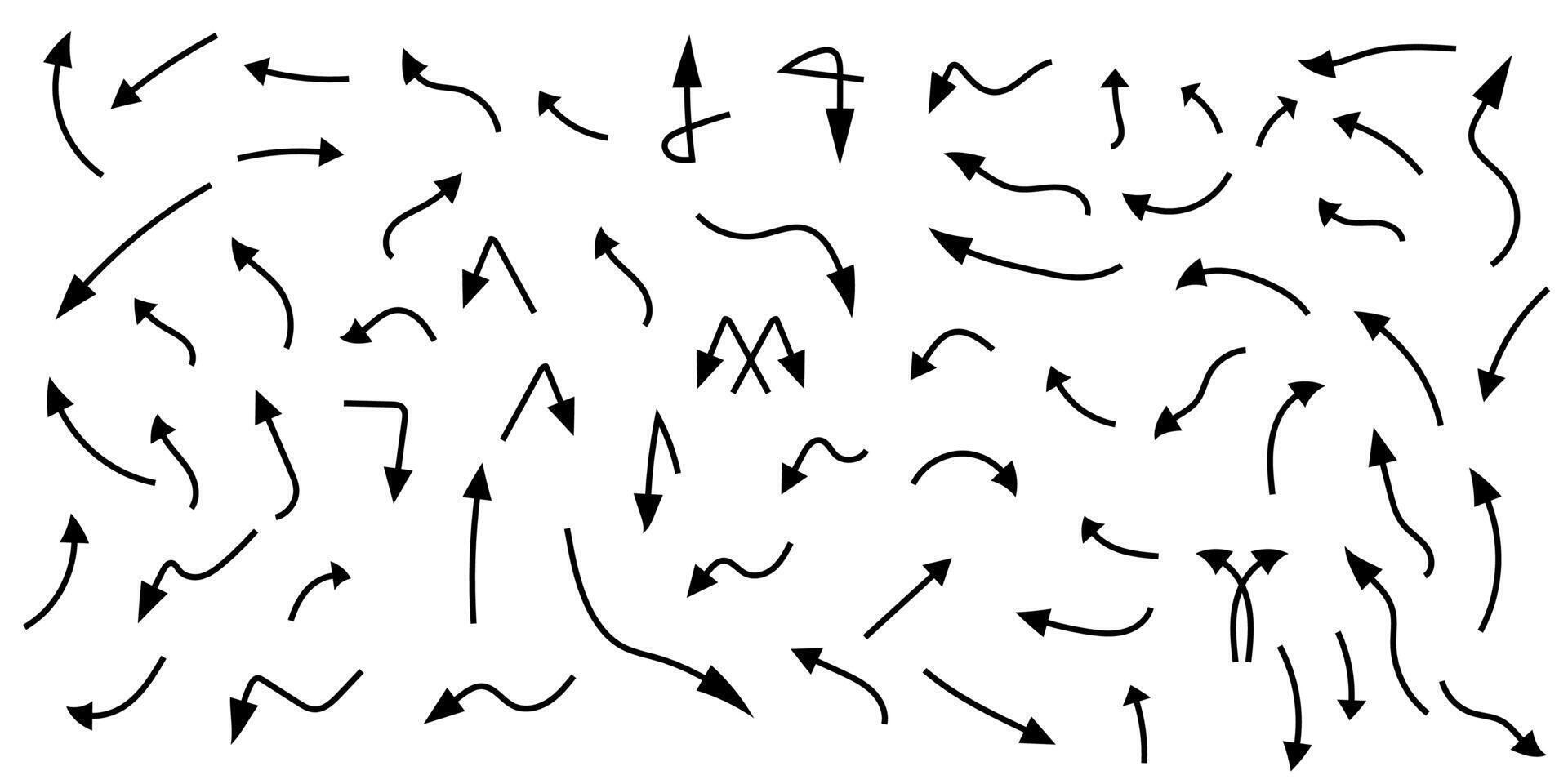 Hand drawn arrow icons editable doodle design elements. Handmade arrow sketch. vector