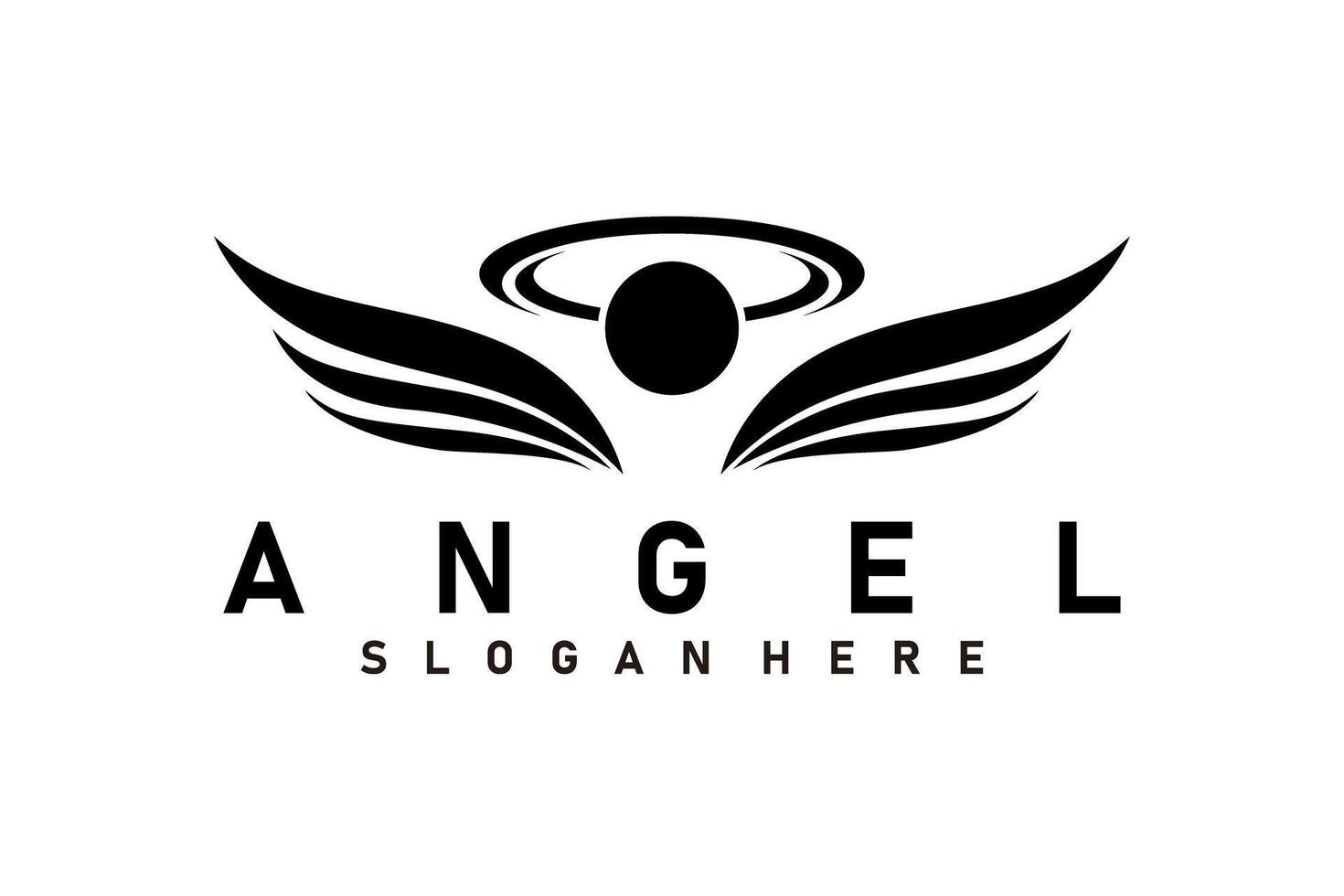 winged angel logo icon design illustration black and white vector