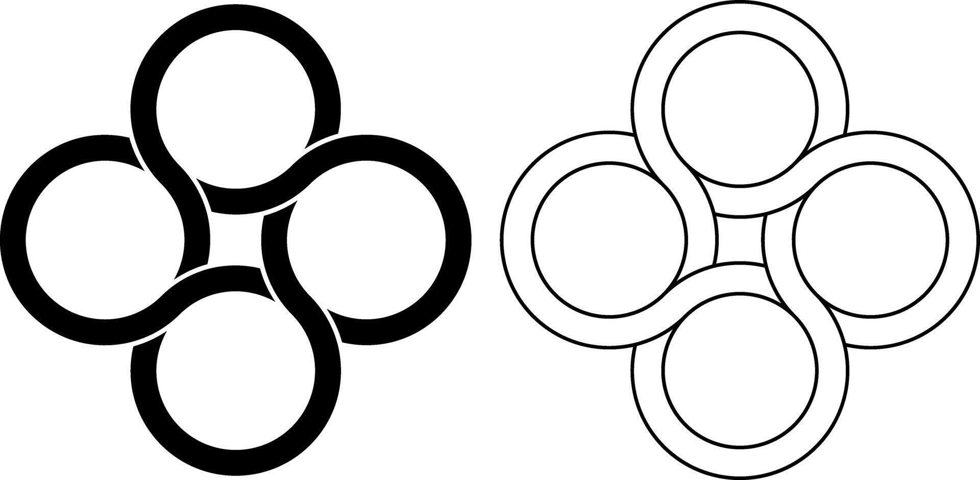 outline silhouette interlocking circle icon set vector
