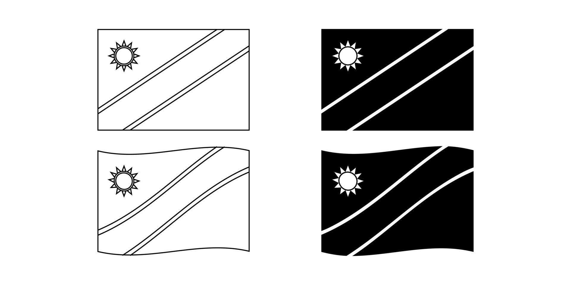 Flag of Namibia icon set isolated on white background vector