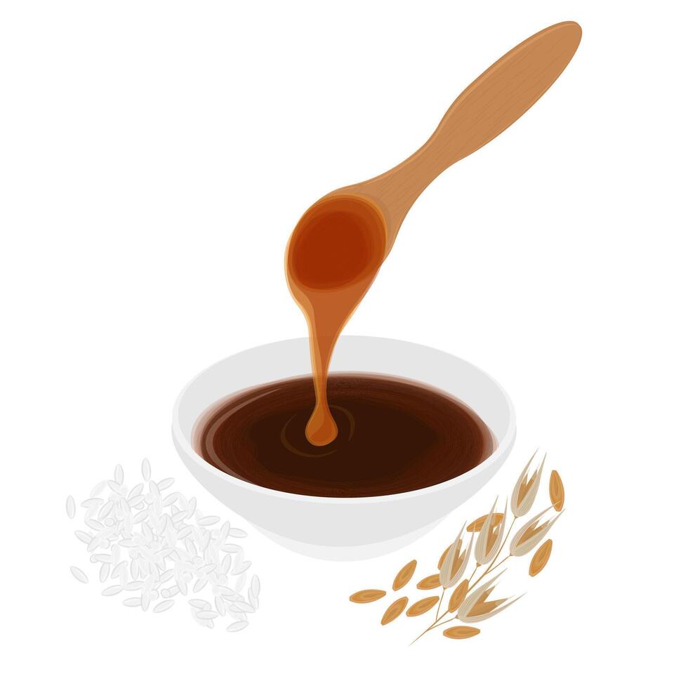 Illustration Logo Clipart Korean Traditional Black Syrup or Ssal Jocheong Rice Syrup vector