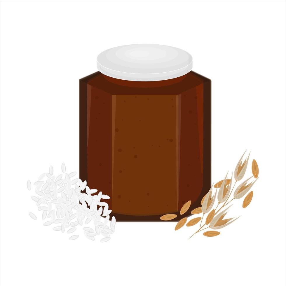 Illustration Logo Clipart Korean Black Syrup or Ssal Jocheong Rice Cake Syrup on a Jar vector