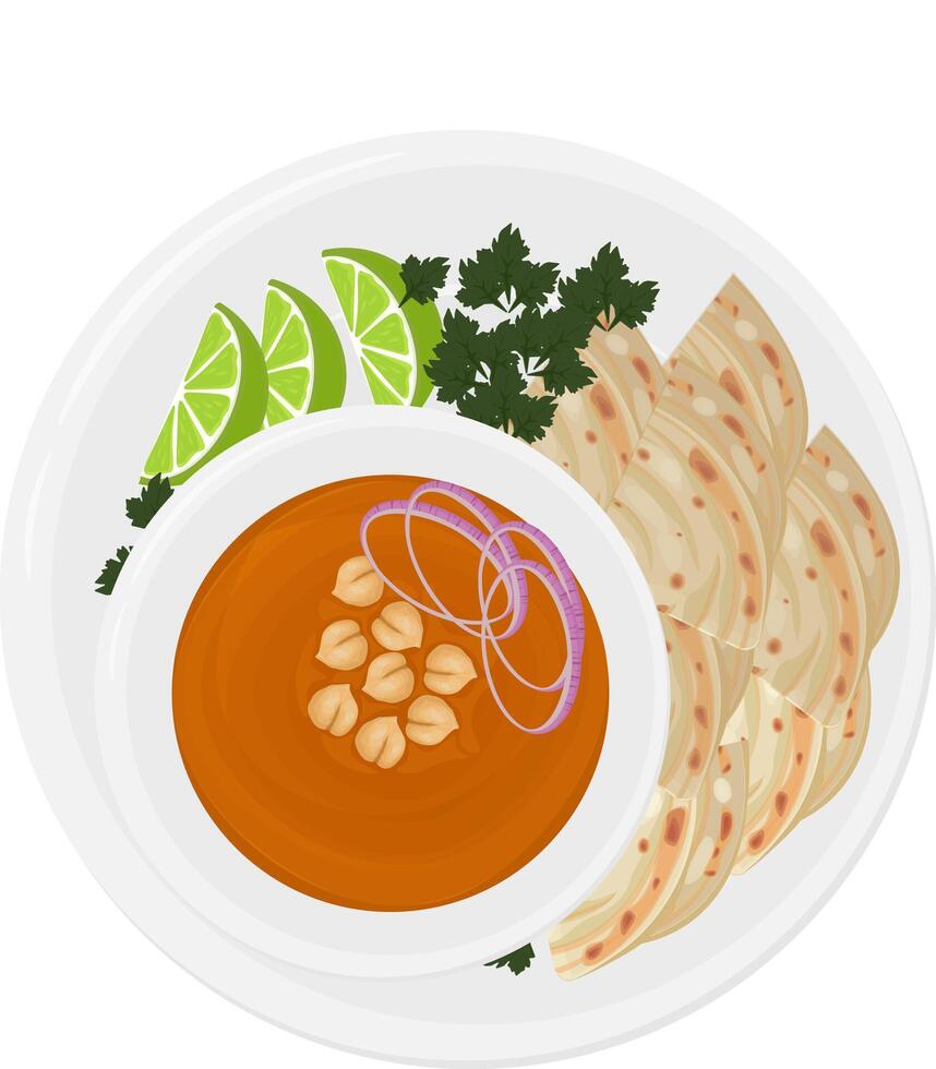 Illustration Logo Clipart Chana masala Spicy Chickpea curry with Pita Bread vector