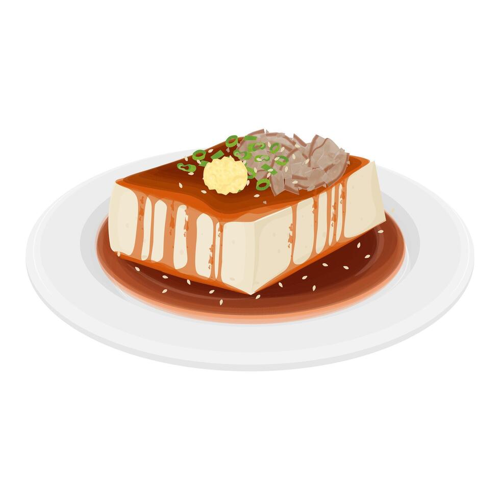 Illustration Logo Clipart Hiyayakko Japanese Silken tofu with soy sauce vector