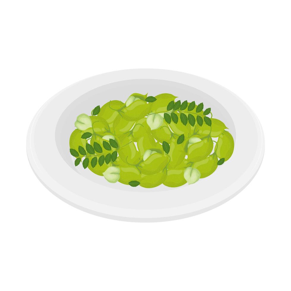 Illustration Logo Clipart Chickpeas Pod on a White Plate vector