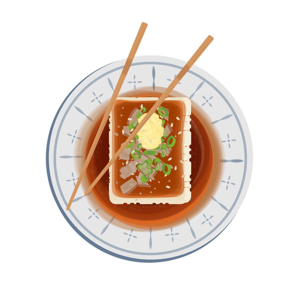 Illustration Logo Clipart Top View Hiyayakko Japanese Tofu vector