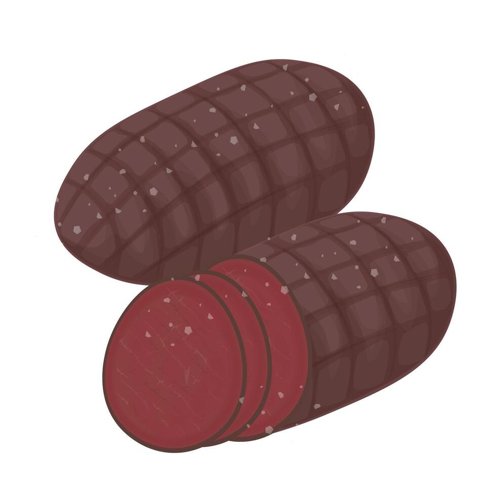 Illustration Logo Clip art Whole and Slice Bresaola Beef isolated vector