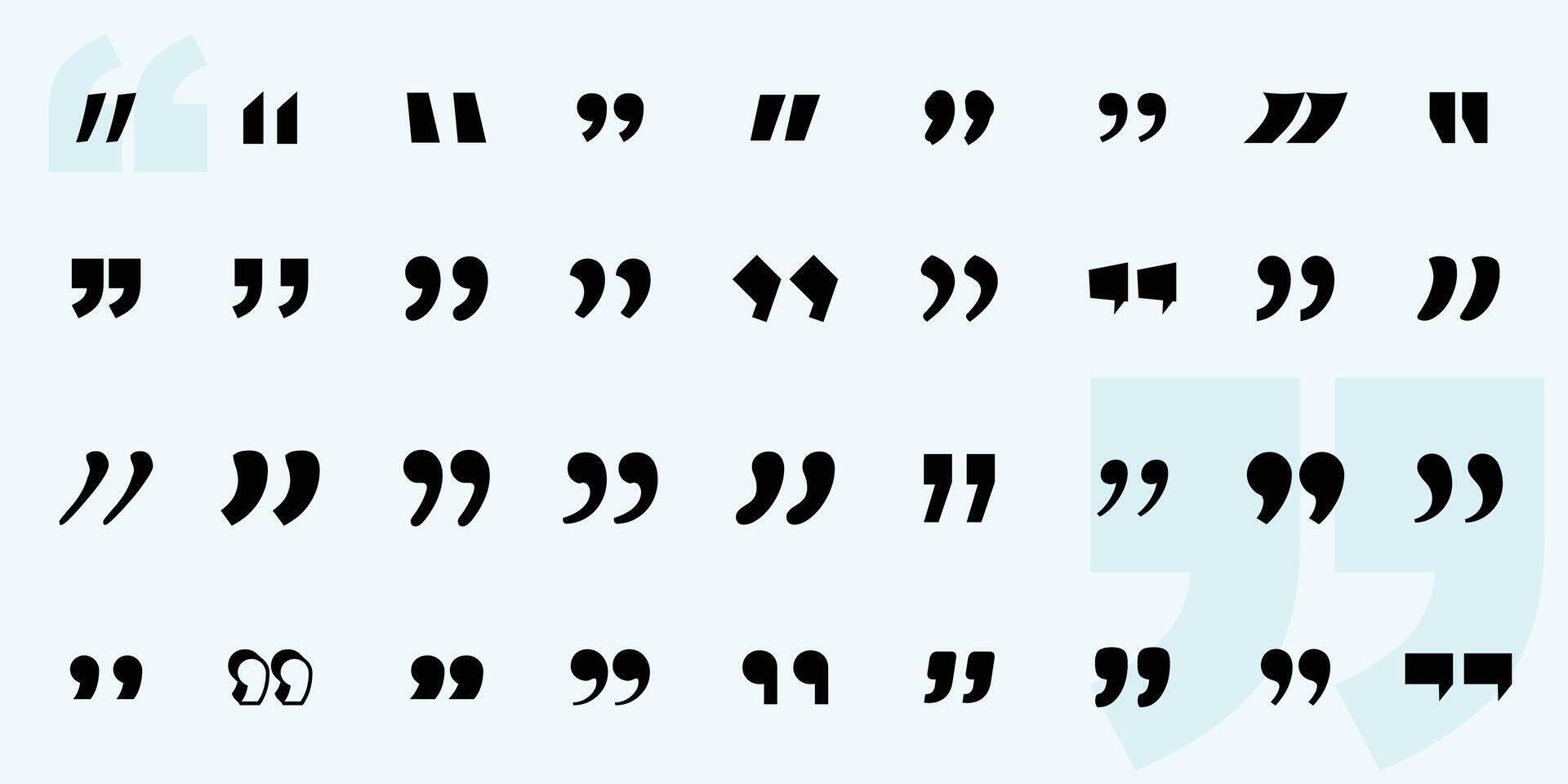 Set of quote mark, quotes icon illustration sign design vector