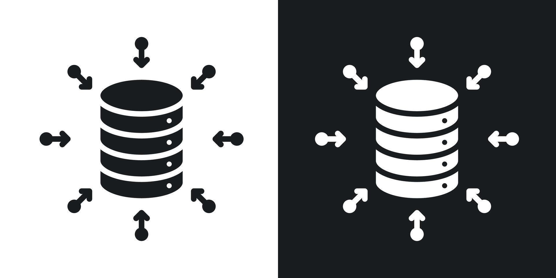 Data aggregation icon set black filled and outlined style. 50223216 ...