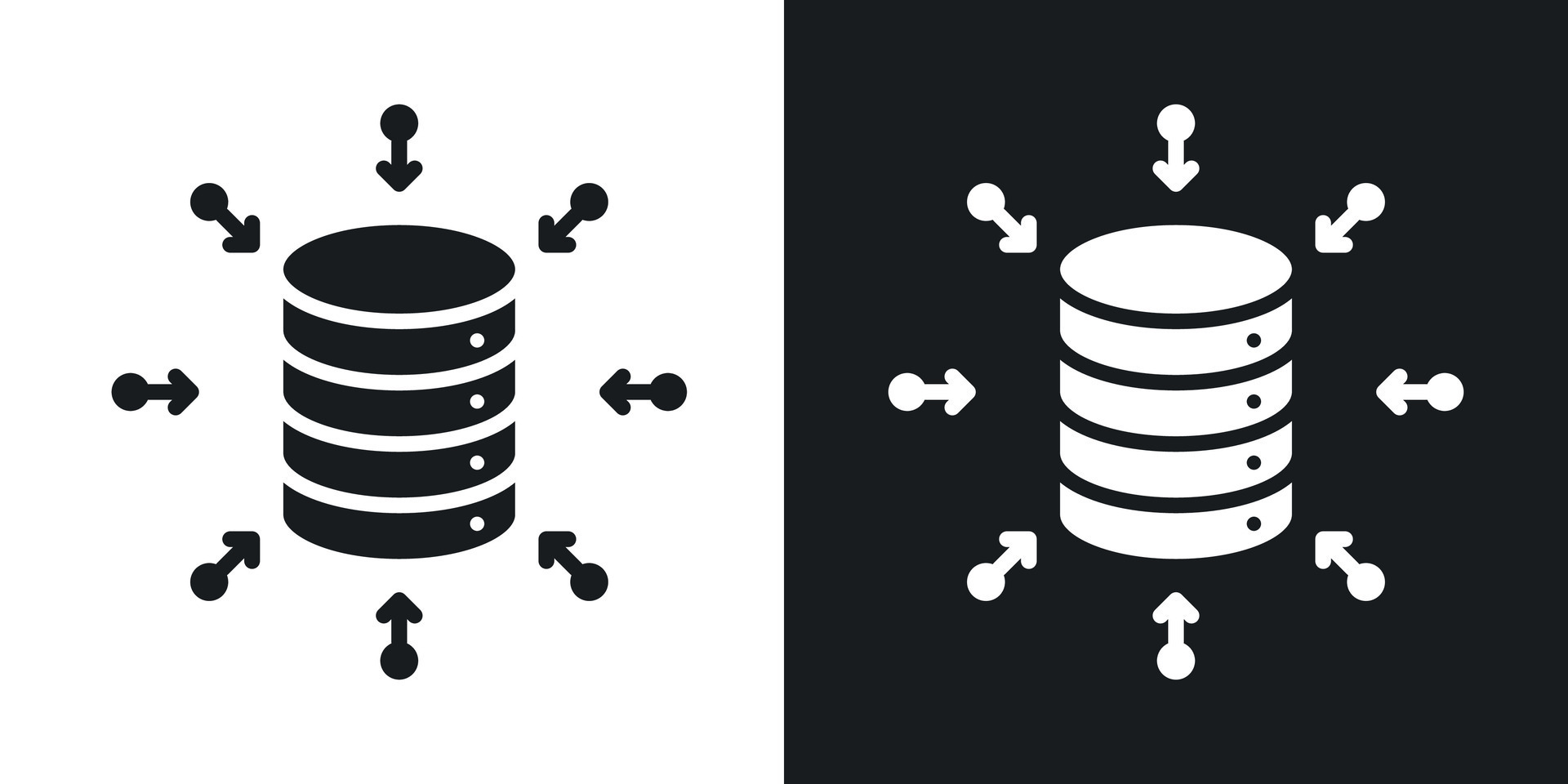 Data aggregation icon set black filled and outlined style. 50223216 ...