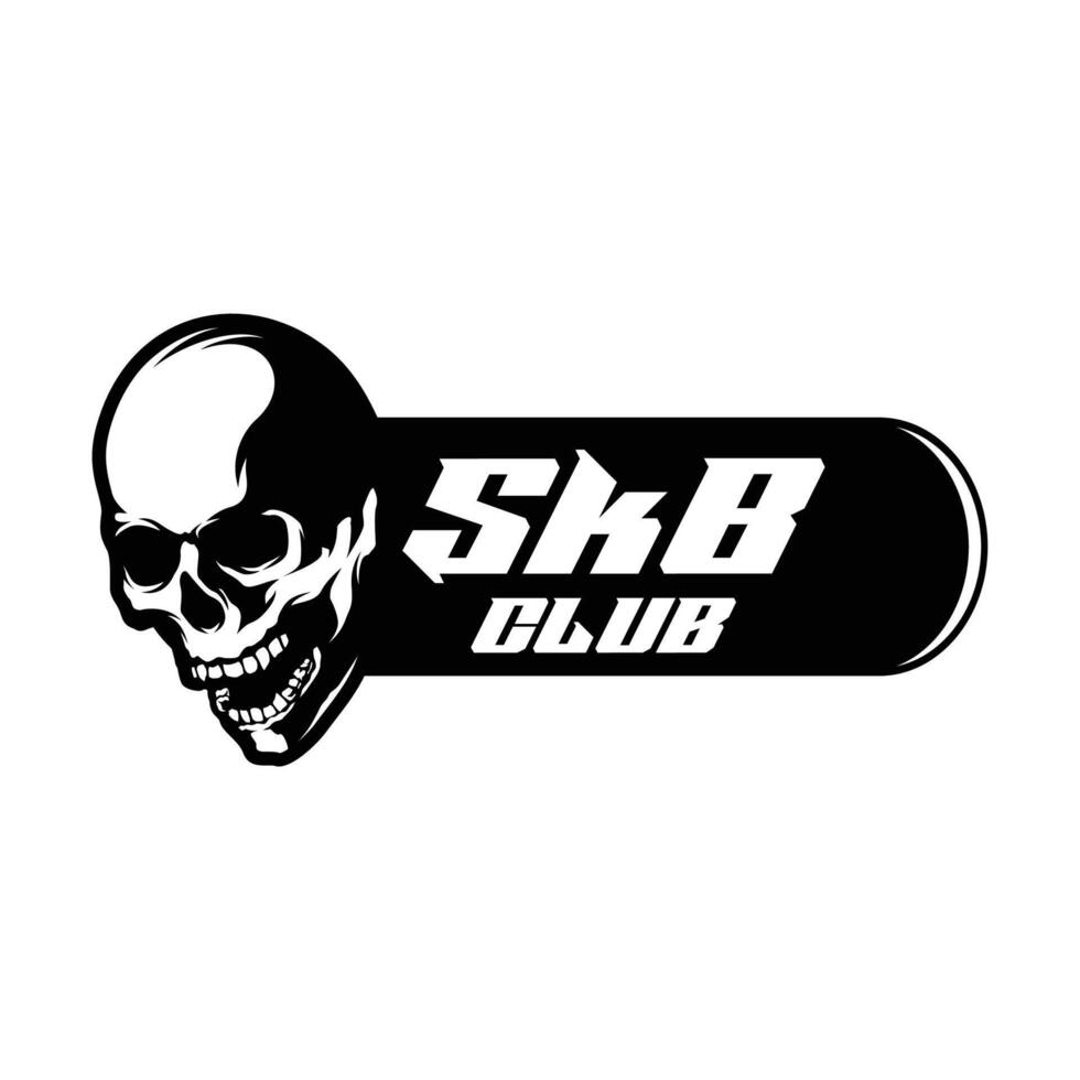 Skull Skateboard Logo Design. Skateboard Sticker Illustration design template vector