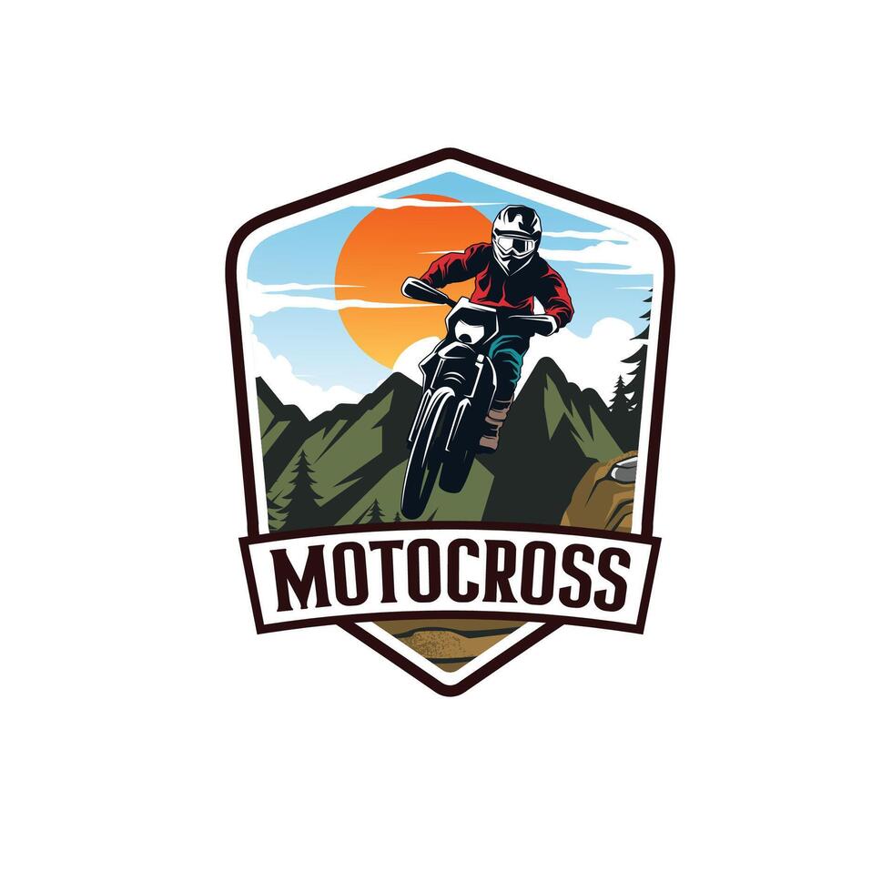Motocross or Moto Track Jump Illustration Logo design Inspiration vector