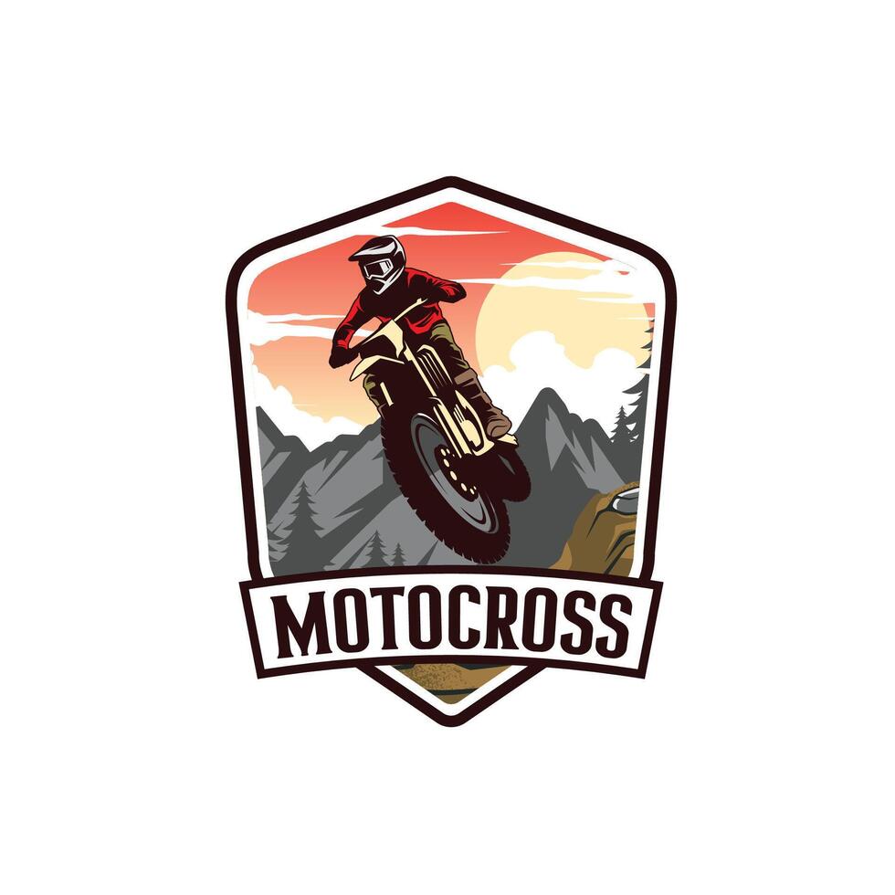 Motocross Jump Illustration Logo design Inspiration vector