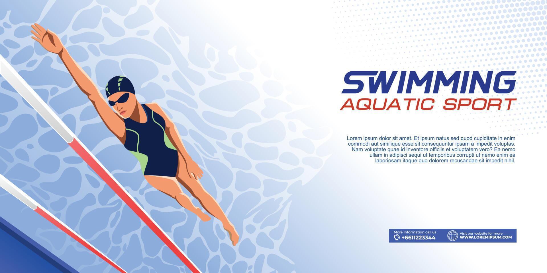 Swimming Sport Banner Illustration . Swimming Background for banner, poster, and flyer vector