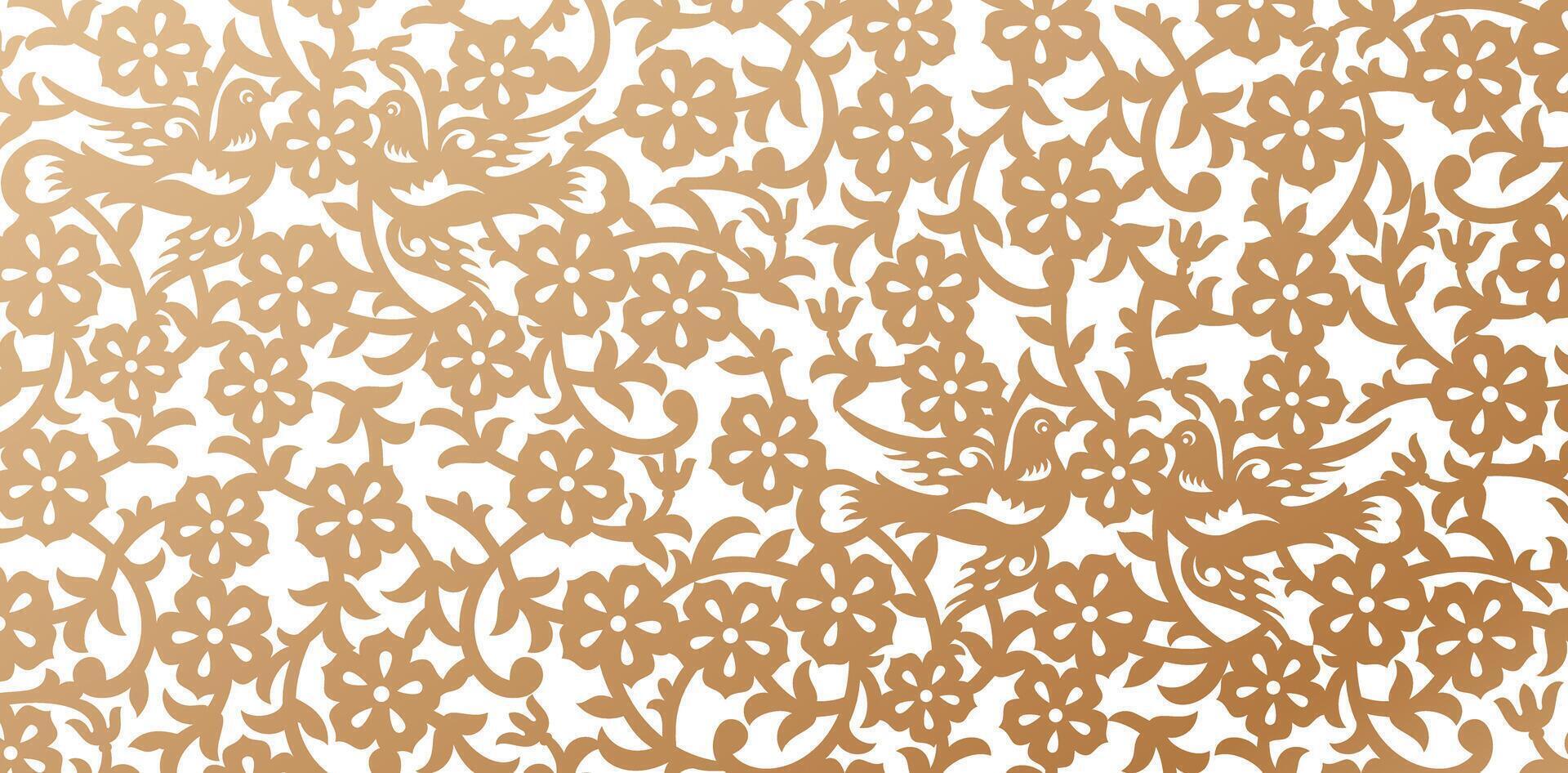 Cherry Blossom floral pattern golden colors isolated white backgrounds for floral wallpapers the bedroom, patterned fill, webs page, surface textures, books cover, fabrics printing papers, invitations vector