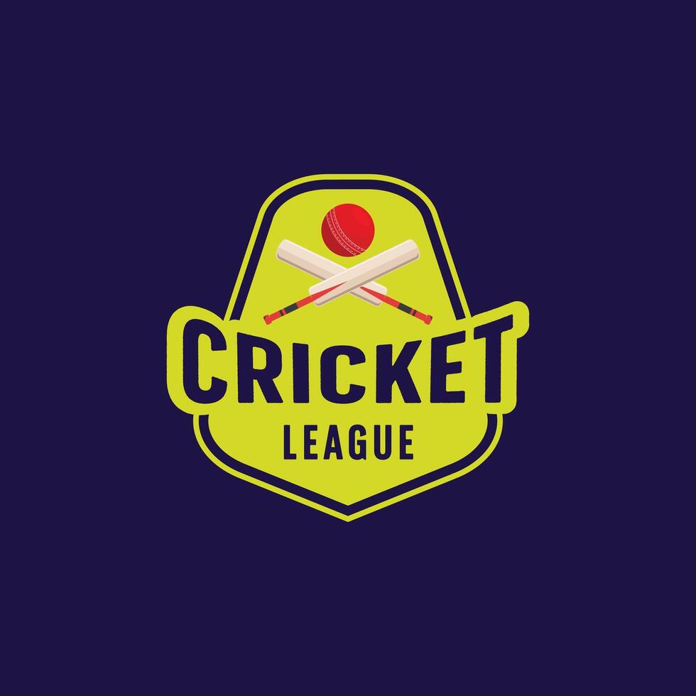 simple shield logo template cricket league emblem. cricket bat and ball design element illustration vector