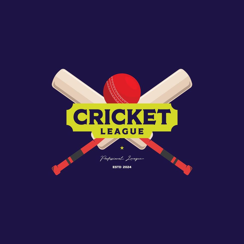 minimalist cricket logo design. graphic design elements cricket ball and cricket bat illustration vector