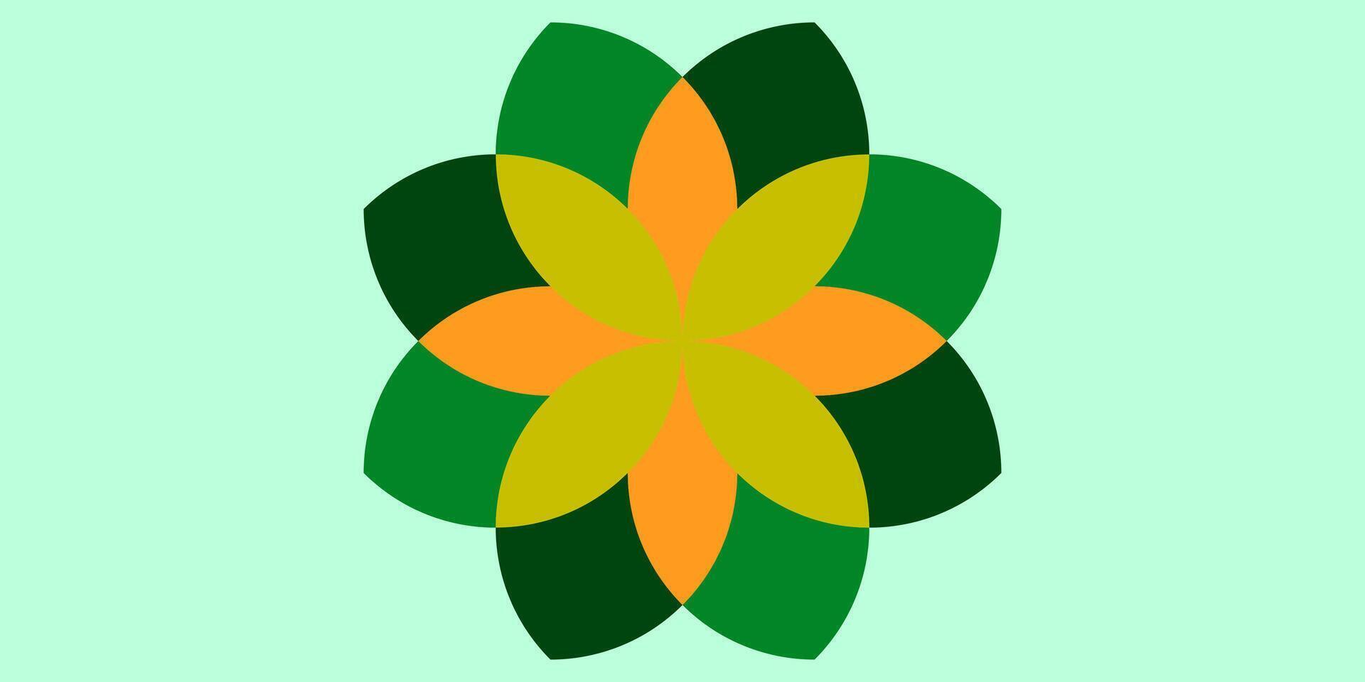 a green and orange flower with a green stem vector