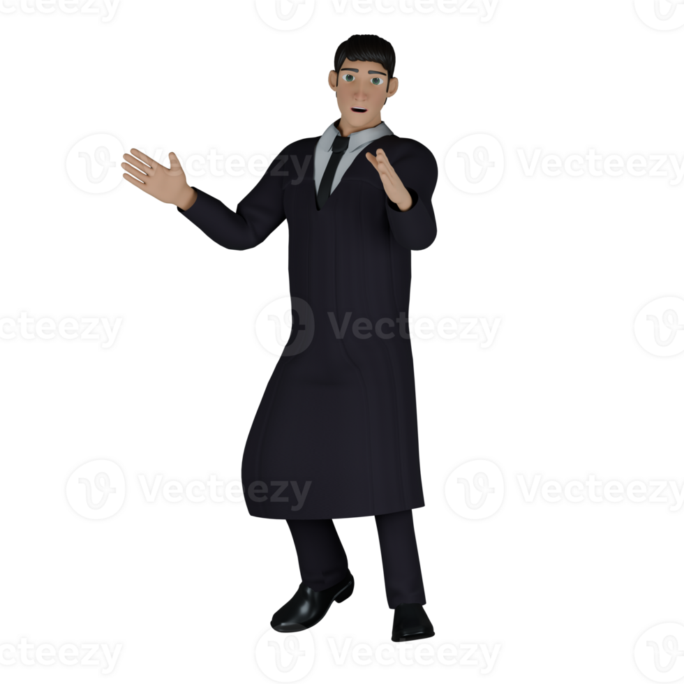 Legal 3D . A male judge A man is making a gesture with both hands open, as if explaining something or interacting with someone else. Professional Male Judge png