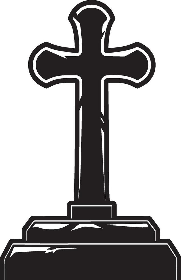 Cross Gravestone Halloween clean simple black vector