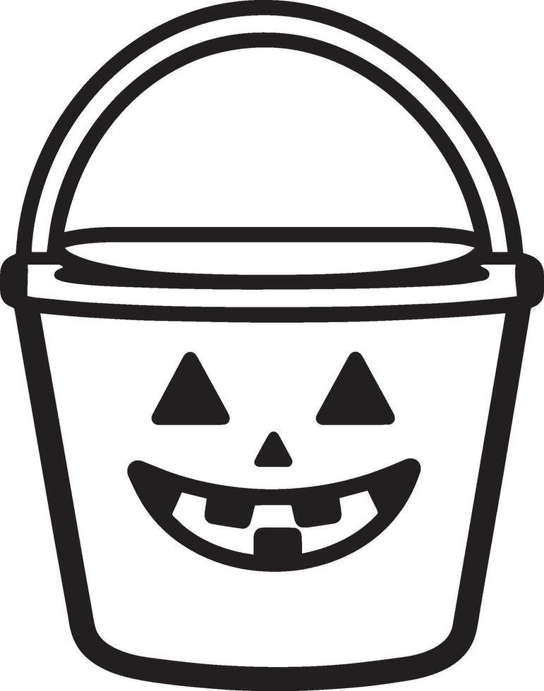 Jack o lantern bucket linear black vector