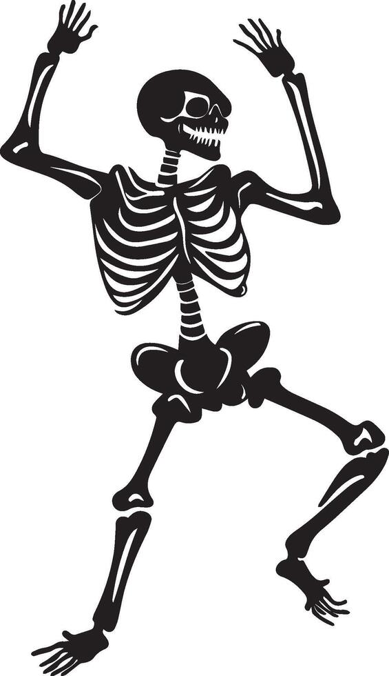 Skeleton halloween dance silhouette black vector