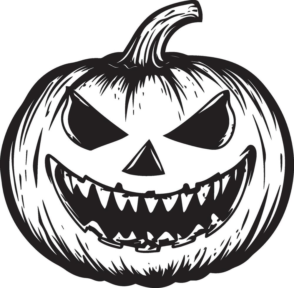 Scary carving pumpkins jack-o-lantern linear black vector