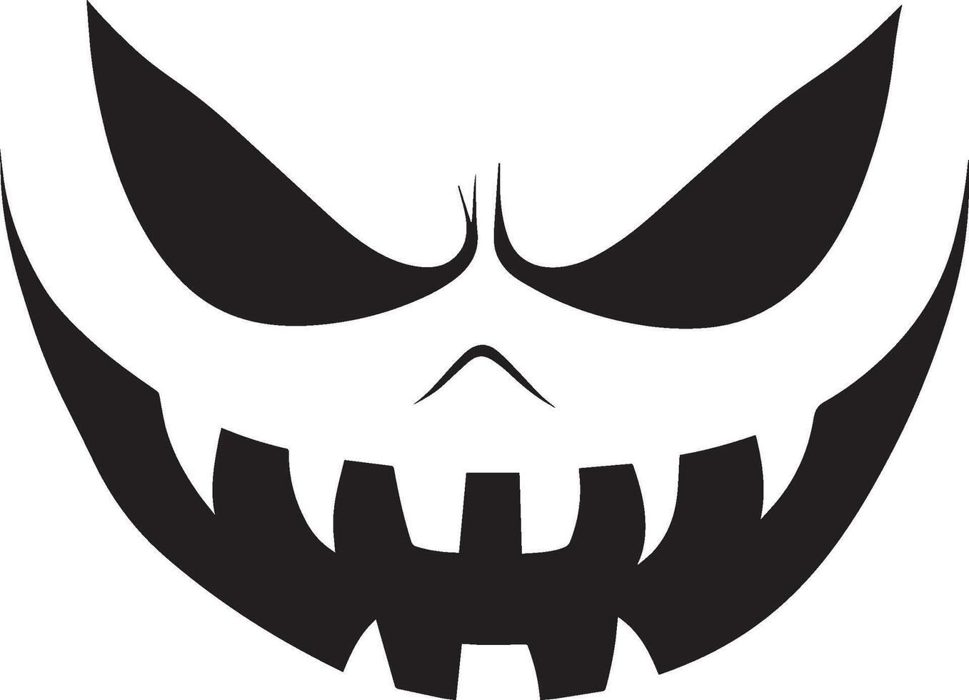 Halloween Spooky grimace face clean simple black vector
